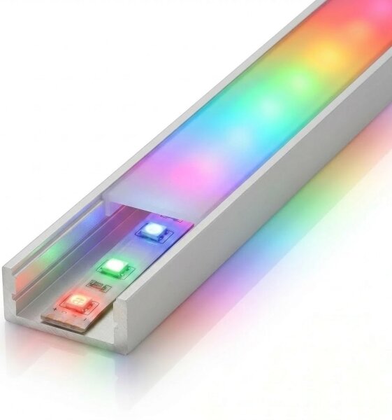 Kompletná súprava 1x LED RGBW pásik DIGITAL, 16,5 W/230 V, 5 m + 5x vstavané profily po 1 m + diaľkový ovládač