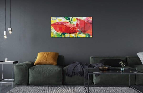 Obraz na skle červené kvety 100x50 cm 2 Prívesky