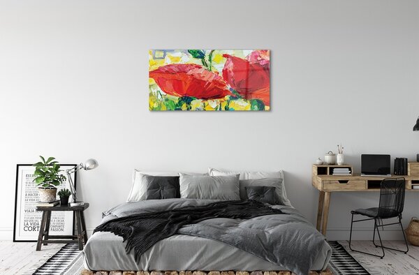 Obraz na skle červené kvety 100x50 cm 2 Prívesky