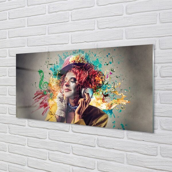 Obraz na skle Klaun farba poznámky 100x50 cm 2 Prívesky
