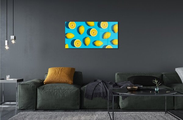 Obraz na skle Citróny na modrom pozadí 100x50 cm 2 Prívesky