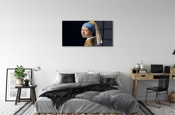 Obraz na skle Art Dievča s perlou 100x50 cm 2 Prívesky