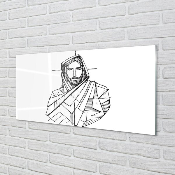 Sklenený obraz Ježiš výkres 100x50 cm 2 Prívesky
