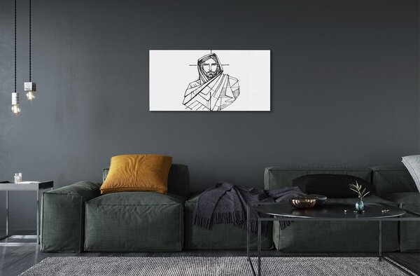 Sklenený obraz Ježiš výkres 100x50 cm 2 Prívesky