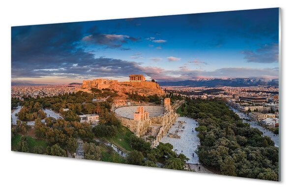 Sklenený obraz Grécko Panorama architektúru Athens 100x50 cm 2 Prívesky