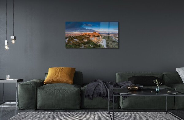 Sklenený obraz Grécko Panorama architektúru Athens 100x50 cm 2 Prívesky