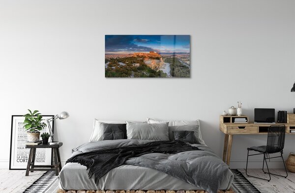 Sklenený obraz Grécko Panorama architektúru Athens 100x50 cm 2 Prívesky