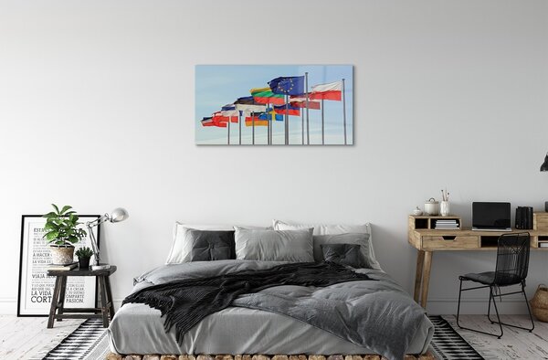 Sklenený obraz veľa vlajok 100x50 cm 2 Prívesky