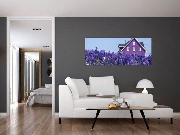 Obraz levanduľového poľa (120x50 cm)