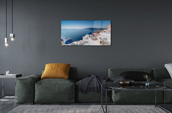 Sklenený obraz Grécko sea panorama budov 100x50 cm 2 Prívesky