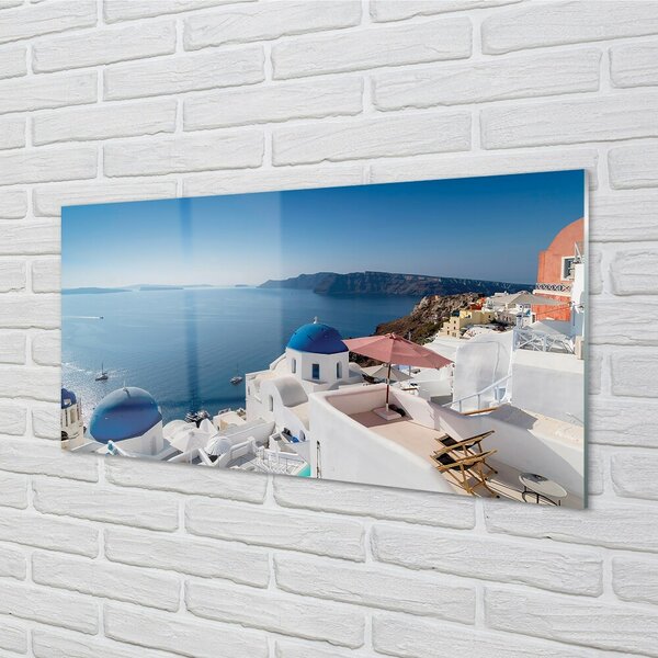 Sklenený obraz Grécko sea panorama budov 100x50 cm 2 Prívesky