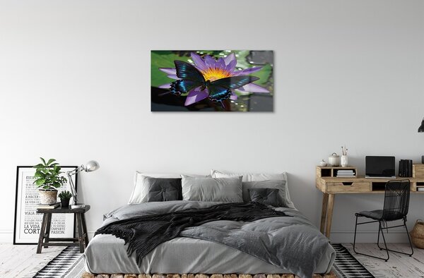 Sklenený obraz motýľ kvetina 100x50 cm 2 Prívesky