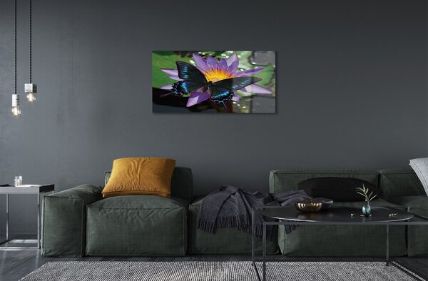 Sklenený obraz motýľ kvetina 100x50 cm 2 Prívesky