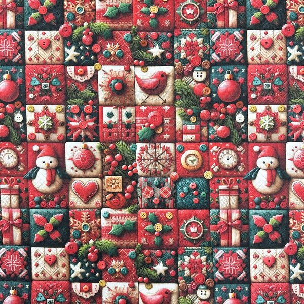 Metráž Elegance Digital - Vianočný patchwork