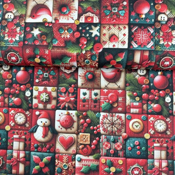Metráž Elegance Digital - Vianočný patchwork