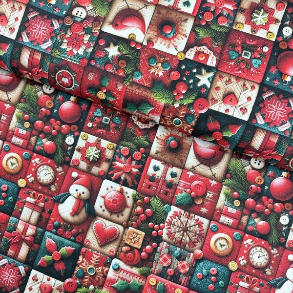 Metráž Elegance Digital - Vianočný patchwork