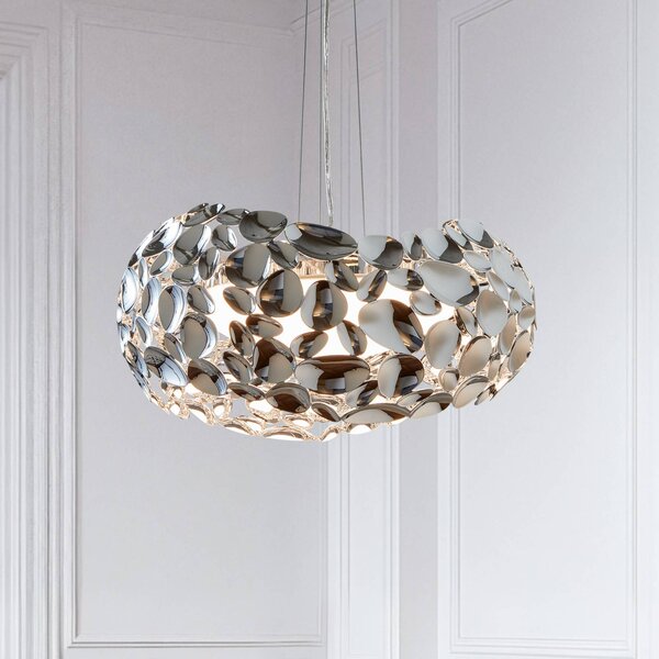 Závesné LED svietidlo Narisa 47 cm lesklý chróm, Chrómová / strieborná, Obývacia izba / jedáleň, kov, Dizajn, Závesné svietidlo