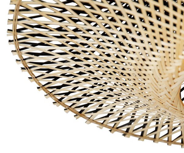 Moderná oblúková lampa čierna s orientálnym tienidlom a bambusom 50 cm - XXL Rina