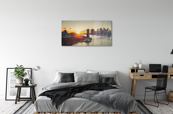 Sklenený obraz Bridge river svitania 100x50 cm 2 Prívesky