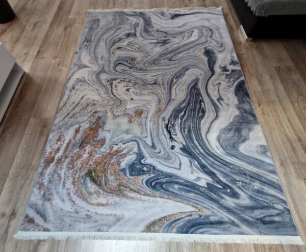 HU Sivo modrý moderný koberec VELVET M258 Rozmer: 50x80 cm