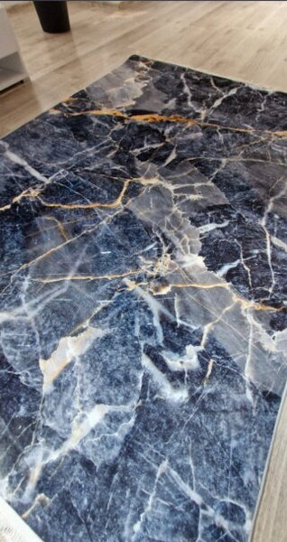 Modro-sivý koberec s nízkym vlasom VELVET M281 – moderný dizajn Rozmer: 50x80 cm