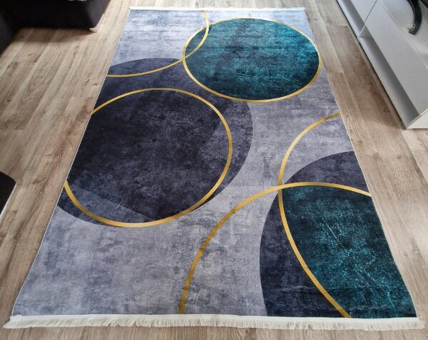 Moderný koberec s geometrickým vzorom VELVET M388 – sivá/hnedá/navy Rozmer: 50x80 cm