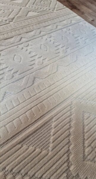 HU Krémovo, béžový moderný koberec TWIST CREAM 23929A Rozmer: 60x100 cm