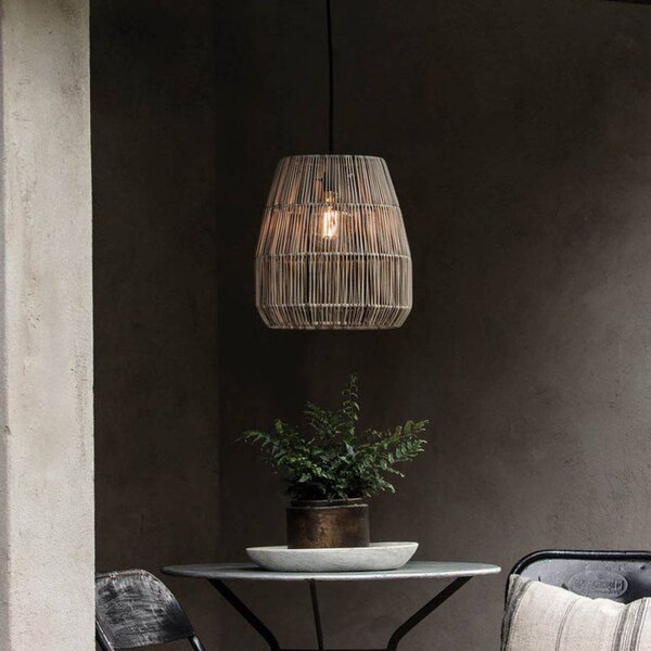 PR Home vonkajšia závesná lampa Saigon, sivá, Ø 28 cm, kábel 2,5 m, Hliník / sivá / zinok, Plast, Závesné svietidlo
