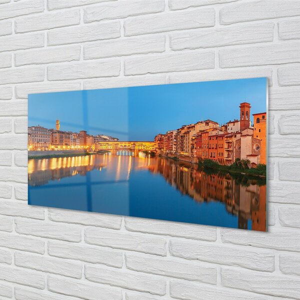 Sklenený obraz Italy River mosty budovy v noci 100x50 cm 2 Prívesky