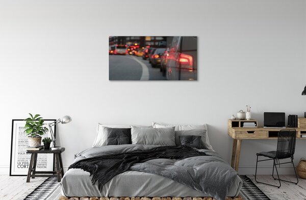 Obraz na skle Autá Cork City pouličné osvetlenie 100x50 cm 2 Prívesky