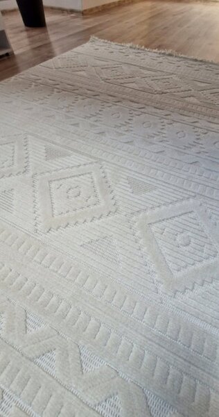 HU Krémovo, béžový moderný koberec TWIST CREAM 23929A Rozmer: 60x100 cm
