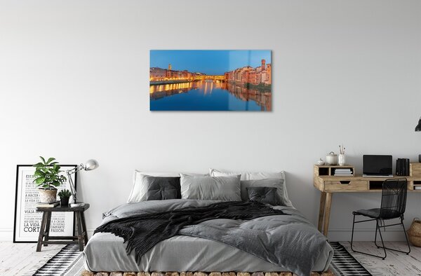 Sklenený obraz Italy River mosty budovy v noci 100x50 cm 2 Prívesky