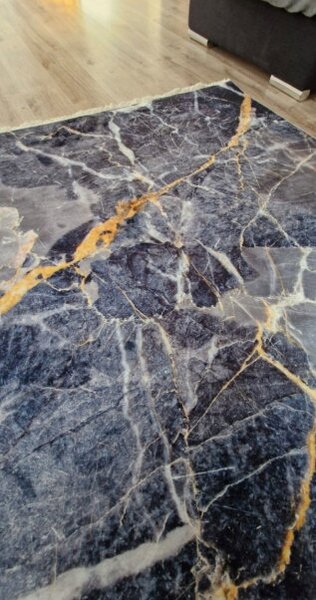 Modro-sivý koberec s nízkym vlasom VELVET M281 – moderný dizajn Rozmer: 50x80 cm