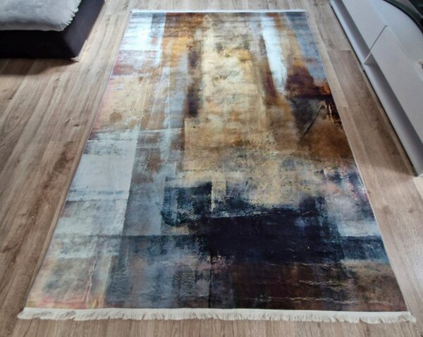 HU Sivo hnedo modrý moderný koberec VELVET WL087 Rozmer: 50x80 cm