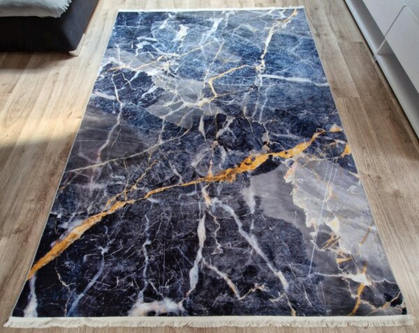 Modro-sivý koberec s nízkym vlasom VELVET M281 – moderný dizajn Rozmer: 50x80 cm