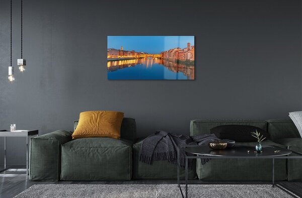 Sklenený obraz Italy River mosty budovy v noci 100x50 cm 2 Prívesky