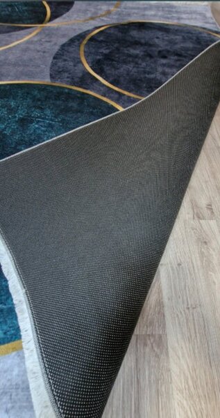 Moderný koberec s geometrickým vzorom VELVET M388 – sivá/hnedá/navy Rozmer: 50x80 cm