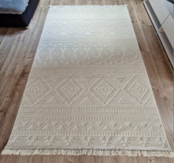 HU Krémovo, béžový moderný koberec TWIST CREAM 23929A Rozmer: 60x100 cm