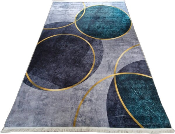 Moderný koberec s geometrickým vzorom VELVET M388 – sivá/hnedá/navy Rozmer: 50x80 cm