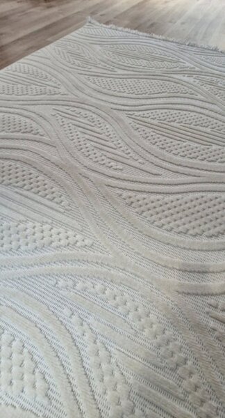 HU Krémovo, béžový moderný koberec TWIST CREAM 31204A Rozmer: 60x100 cm
