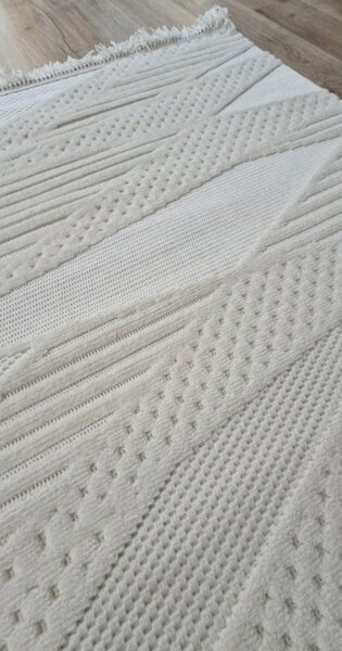 HU Krémovo, béžový moderný koberec TWIST CREAM 30629A Rozmer: 60x100 cm