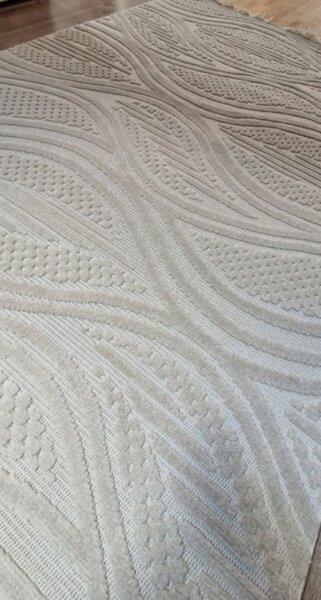 Moderný béžový koberec s boho vzorom TWIST BEIGE 31204A Rozmer: 60x100 cm