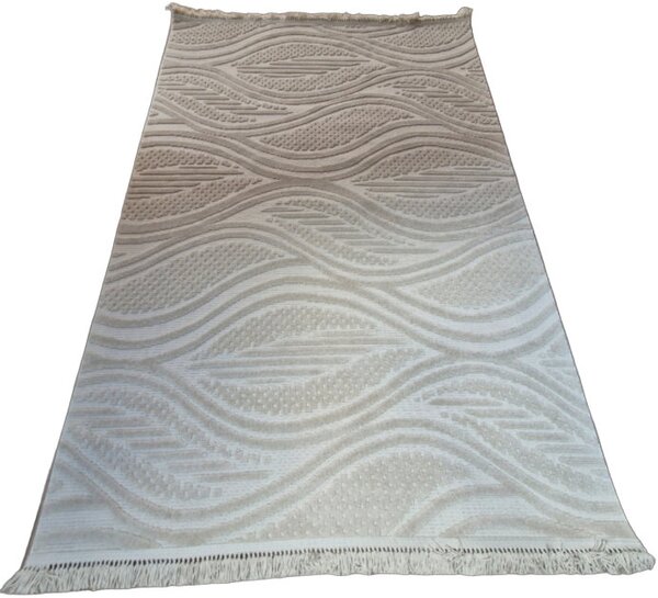 Moderný béžový koberec s boho vzorom TWIST BEIGE 31204A Rozmer: 60x100 cm