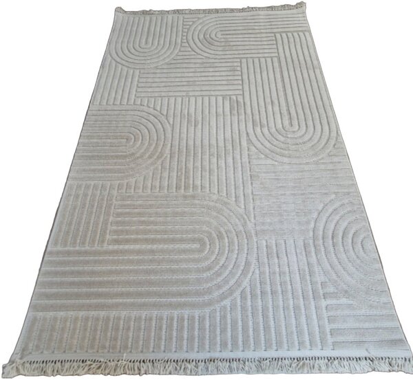 Moderný boho koberec TWIST BEIGE 31368A – béžový obdĺžnikový Rozmer: 60x100 cm