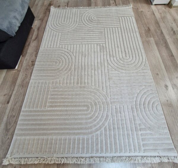 Moderný boho koberec TWIST BEIGE 31368A – béžový obdĺžnikový Rozmer: 60x100 cm