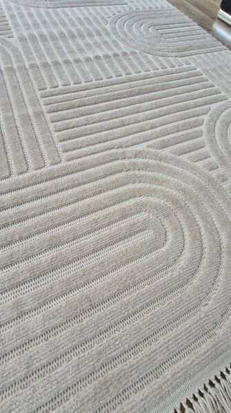 Moderný boho koberec TWIST BEIGE 31368A – béžový obdĺžnikový Rozmer: 60x100 cm