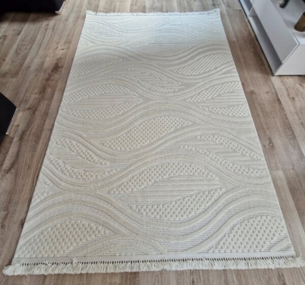 HU Krémovo, béžový moderný koberec TWIST CREAM 31204A Rozmer: 60x100 cm