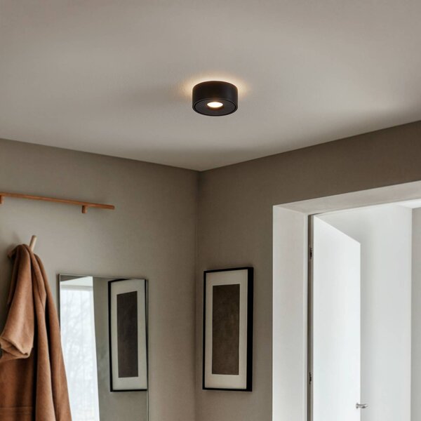 Arcchio stropné LED svetlo Rotari, Ø 12 cm, smerom nahor a nadol, čierne, Čierna, Obývacia izba / jedáleň, Hliník, Moderný, Závesné svietidlo