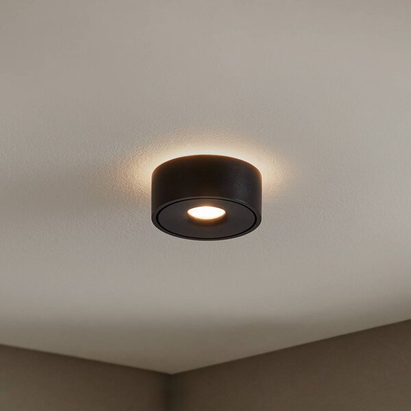 Arcchio stropné LED svetlo Rotari, Ø 12 cm, smerom nahor a nadol, čierne, Čierna, Obývacia izba / jedáleň, Hliník, Moderný, Závesné svietidlo