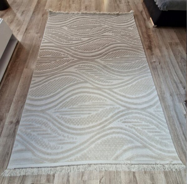 Moderný béžový koberec s boho vzorom TWIST BEIGE 31204A Rozmer: 60x100 cm